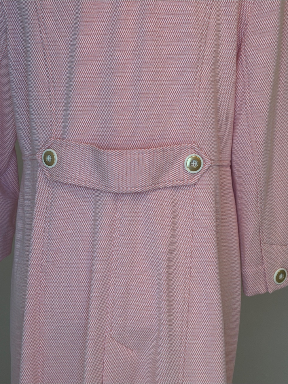 CAbi Peach-Pink Textured Button-Front Trench Coat - Picture 3 of 11